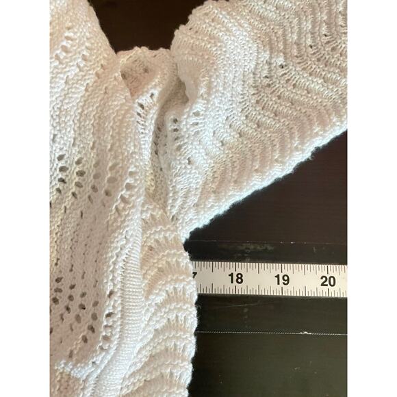 Guess Womens Cardigan Medium White Open Knit Cropped Open Stretch Cottagecore - Picture 5 of 7